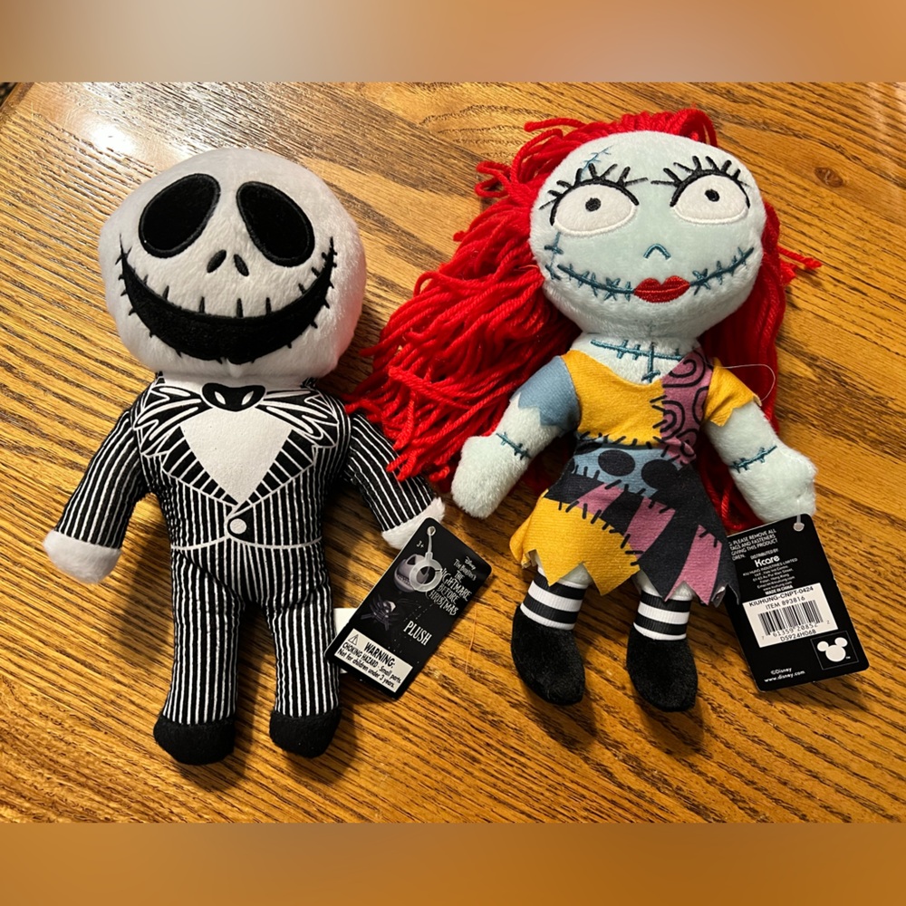 Disney Jack Skellington And Sally plush character The Nightmare Before Christmas - Picture 1 of 12